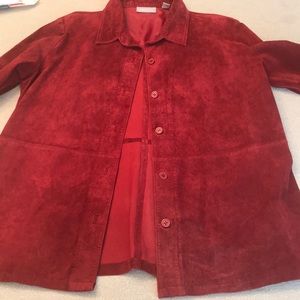 Red Leather Jacket NORDSTROM Large button up